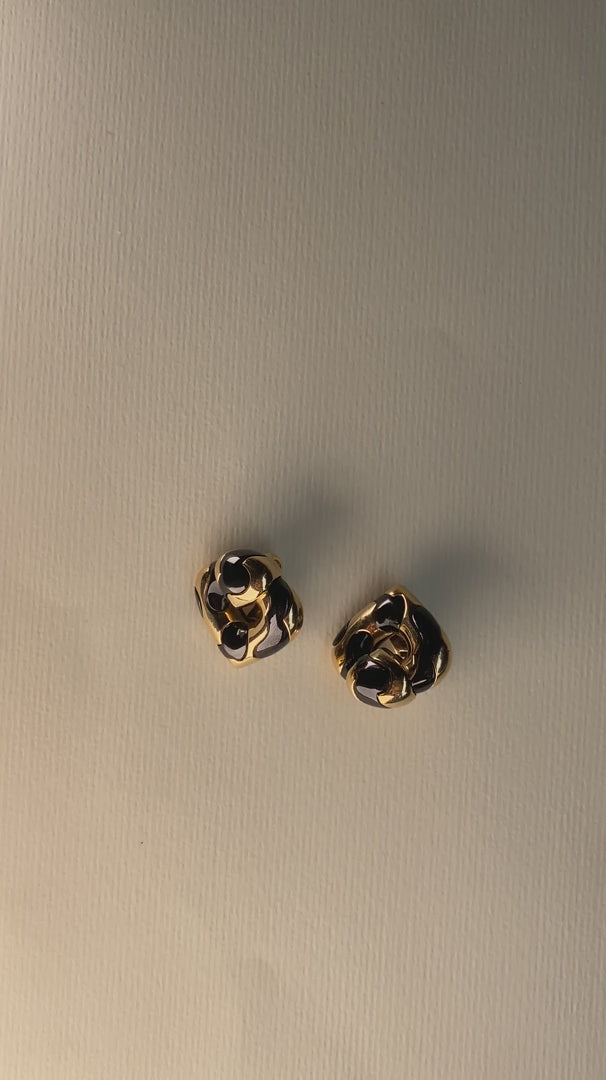 MARINA B. ‘PARDY ET PARDY’ GOLD & STEEL HEART CLIP EARRINGS, 1985
