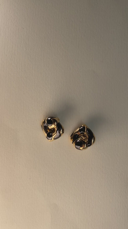 MARINA B. ‘PARDY ET PARDY’ GOLD & STEEL HEART CLIP EARRINGS, 1985