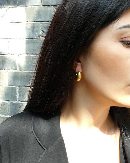 YELLOW GOLD HOOP EARRINGS, 20th CENTURY