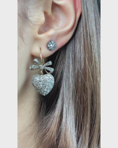 BELLE ÉPOQUE DIAMOND, 15k GOLD & SILVER EARRINGS, 1890s