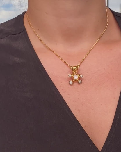 CHOPARD ‘HAPPY DIAMONDS' DIAMOND & YELLOW GOLD  BEAR PENDANT NECKLACE