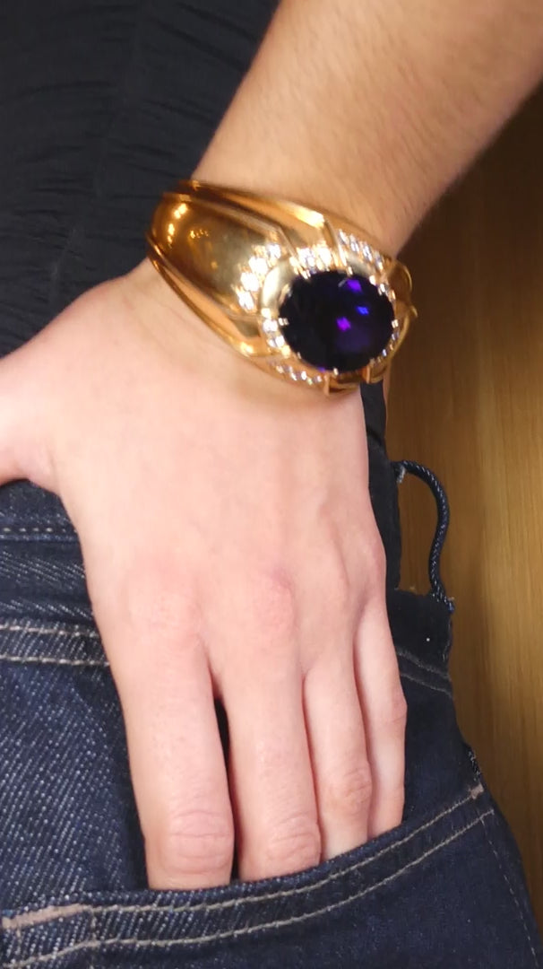DAVID WEBB TANZANITE, DIAMOND & GOLD CUFF BRACELET, 1980s