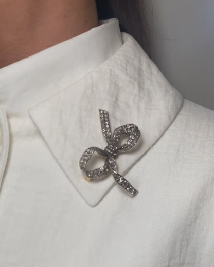 BELLE ÉPOQUE DIAMOND, GOLD & SILVER BOW BROOCH, 1890s