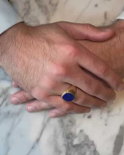 LAPIS & YELLOW GOLD SIGNET RING, 1900s