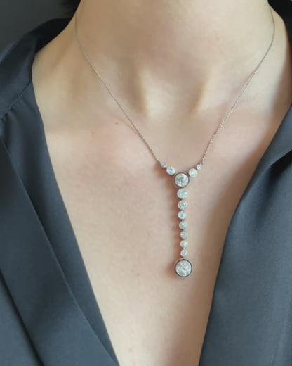 ART MODERNE DIAMONDS, PLATINUM & YELLOW GOLD PENDANT NECKLACE, 1940s