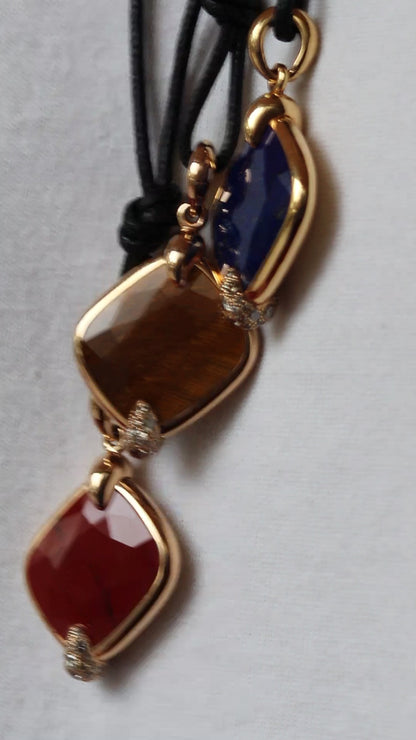 POMELLATO 'RITRATTO' TIGER'S EYE, DIAMOND & ROSE GOLD PENDANT, 2017
