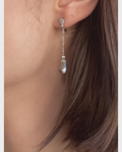 ART DÉCO NATURAL PEARL, DIAMOND, PLATINUM & WHITE GOLD EARRINGS, 1930s