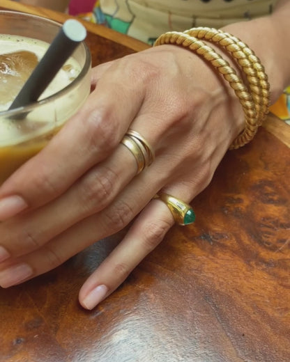 BVLGARI COLOMBIAN EMERALD, DIAMONDS & YELLOW GOLD RING