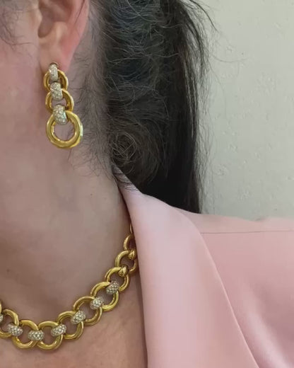 WEINGRILL DIAMOND & GOLD NECKLACE & EARRINGS, 20th CENTURY