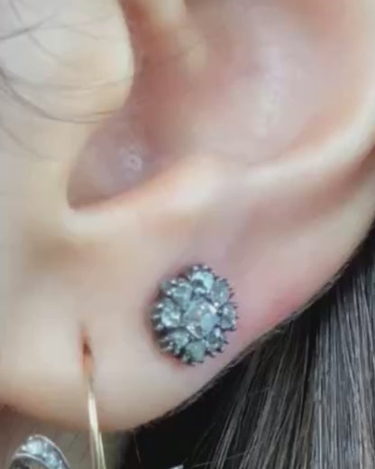 GEORGIAN DIAMOND, SILVER & GOLD EAR STUDS, 1800s