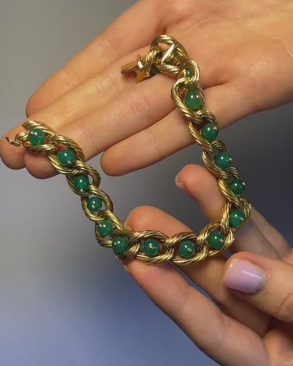 VAN CLEEF & ARPELS YELLOW GOLD & CHALCEDONY BEADS BRACELET, 1960s