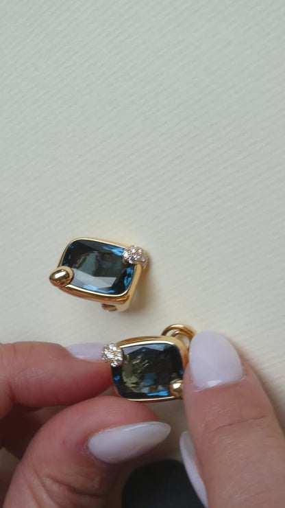 POMELLATO ‘RITRATTO’ BLUE TOPAZ, DIAMOND & ROSE GOLD CLIP EARRINGS, 2017