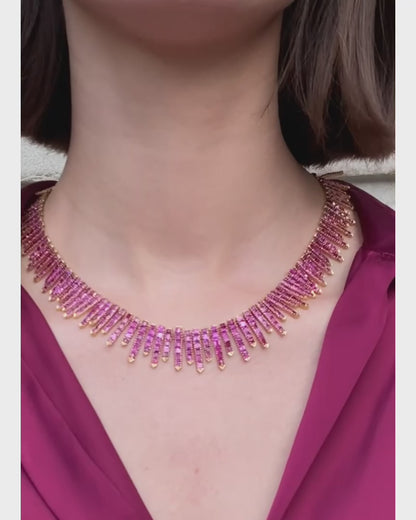 BURMESE RUBY, PINK SAPPHIRE & GOLD NECKLACE, 1950s
