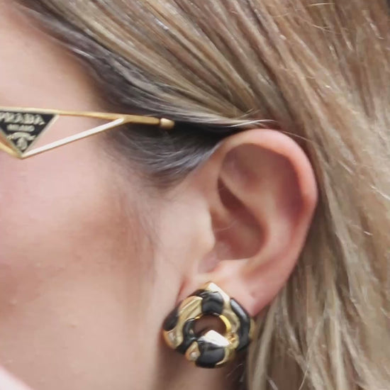 MARINA B. ‘PARDY ET PARDY’ GOLD & STEEL HEART CLIP EARRINGS, 1985