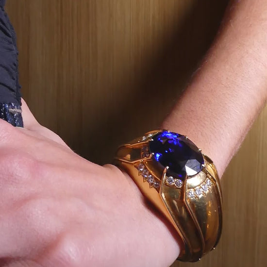 DAVID WEBB TANZANITE, DIAMOND & GOLD CUFF BRACELET, 1980s