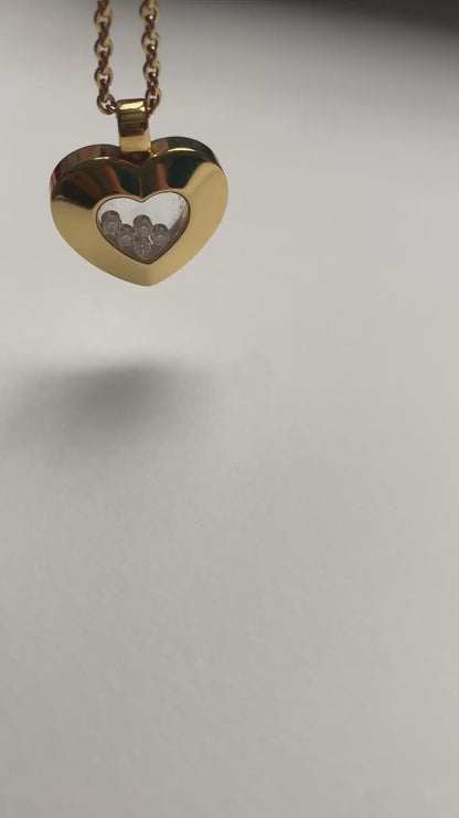 CHOPARD 'FLOATING DIAMONDS' YELLOW GOLD HEART PENDANT NECKLACE, 2010s