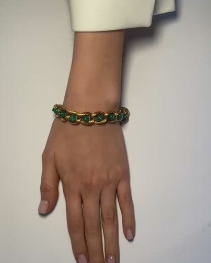 VAN CLEEF & ARPELS YELLOW GOLD & CHALCEDONY BEADS BRACELET, 1960s