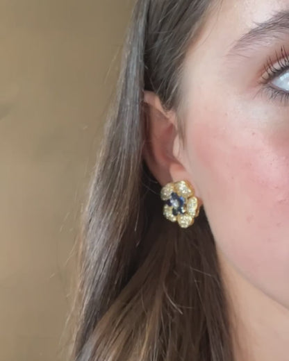 SAPPHIRES, DIAMONDS & YELLOW GOLD EARRINGS & CHOKER