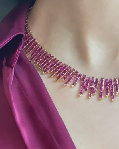 BURMESE RUBY, PINK SAPPHIRE & GOLD NECKLACE, 1950s