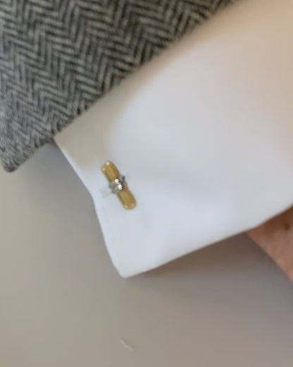 ART DÉCO ENAMEL, PLATINUM & YELLOW GOLD CUFFLINKS, 1930s